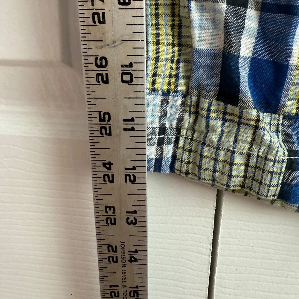 Vtg Southpole Plaid Patchwork Shorts Youth 20 Blue Yellow Y2K Streetwear Hip Hop